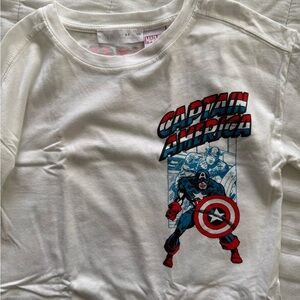 Zara Captain America Long Sleeve White Shirt
